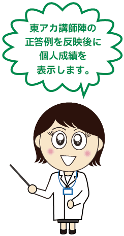 東アカ講師陣の正答例を反映後に個人成績を表示します。