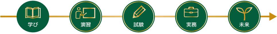 学び→演習→試験→実務→未来