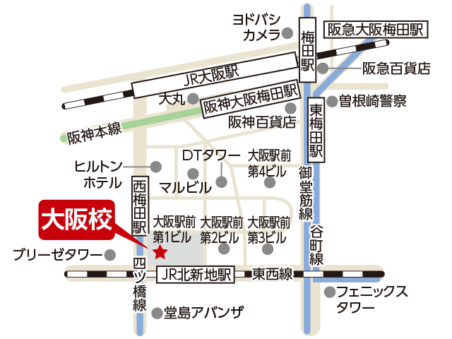 東京アカデミー大阪校のマップ画像