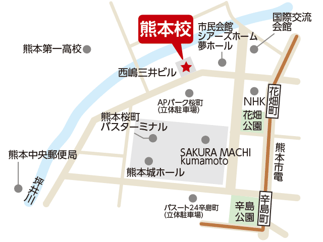 東京アカデミー熊本校のマップ画像