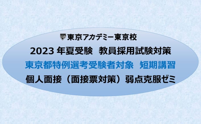 【短期講習】2023年夏受験　東京都特例選考受験者対象　個人面接（面接票対策）弱点克服ゼミ