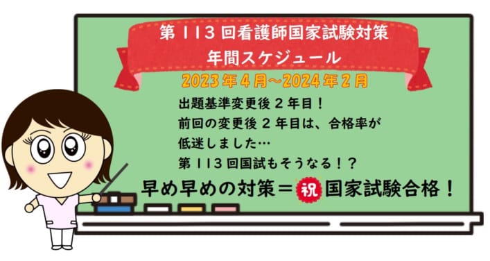 113回)国家試験対策　年間スケジュール【2023年4月～2024年2月】