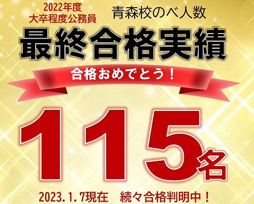 2023□青森県下ダントツの最終合格実績（2022年度試験・青森校のみ）
