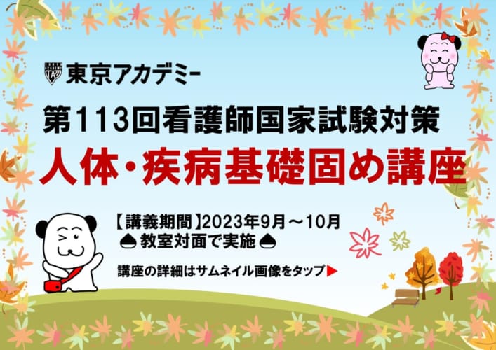 第113回看護師国家試験対策　人体・疾病基礎固め講座【対面式講義】★9/17(日)開講！