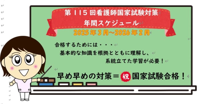 115回)国家試験対策　年間スケジュール【2025年3月～2025年2月】